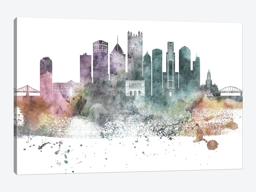 Pittsburgh Pastel Skylines by WallDecorAddict 1-piece Canvas Artwork