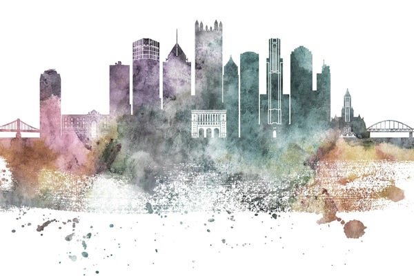 WallDecorAddict: Pittsburgh Pastel Skylines by WallDecorAddict