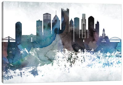Pittsburgh Bluish Skylines Canvas Art Print - WallDecorAddict