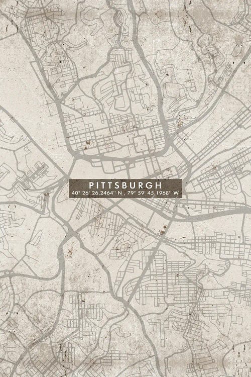 Pittsburgh City Map Abstract by WallDecorAddict wall art