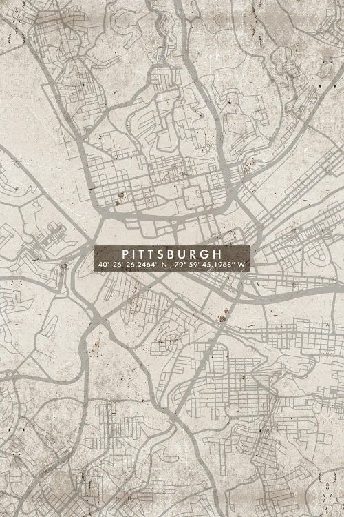 Pittsburgh City Map Abstract by WallDecorAddict canvas print