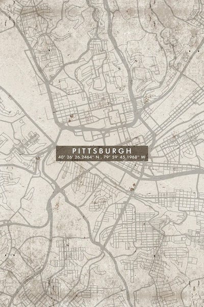 Pennsylvania: Pittsburgh City Map Abstract by WallDecorAddict