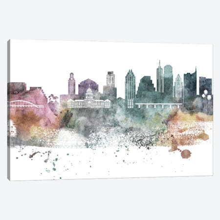 Austin Pastel Skylines Canvas Print #WDA39} by WallDecorAddict Canvas Artwork