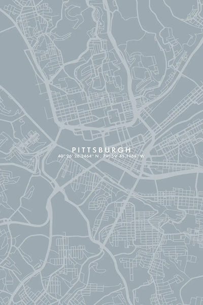 Pennsylvania: Pittsburgh City Map Simple Color by WallDecorAddict