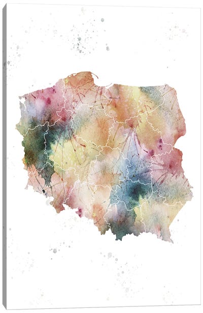 Poland Nature Watercolor Canvas Art Print - Country Maps