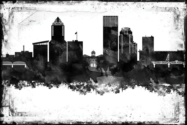 Portland Black And White Framed Skylines