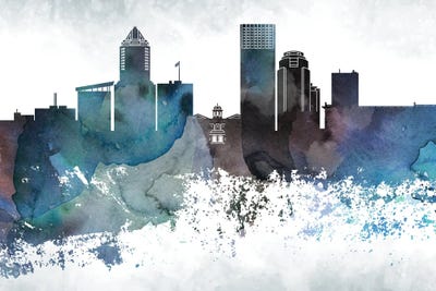 Portland Bluish Skylines by WallDecorAddict art print