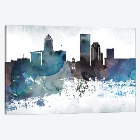 Portland Bluish Skylines Canvas Print #WDA405} by WallDecorAddict Canvas Artwork