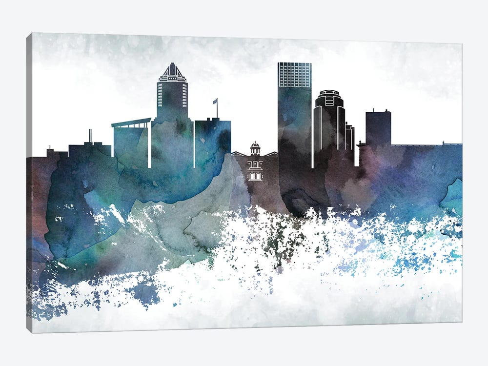 Portland Bluish Skylines by WallDecorAddict 1-piece Canvas Art Print