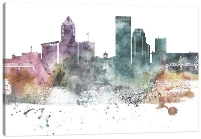 Portland Pastel Skylines Canvas Art Print - WallDecorAddict