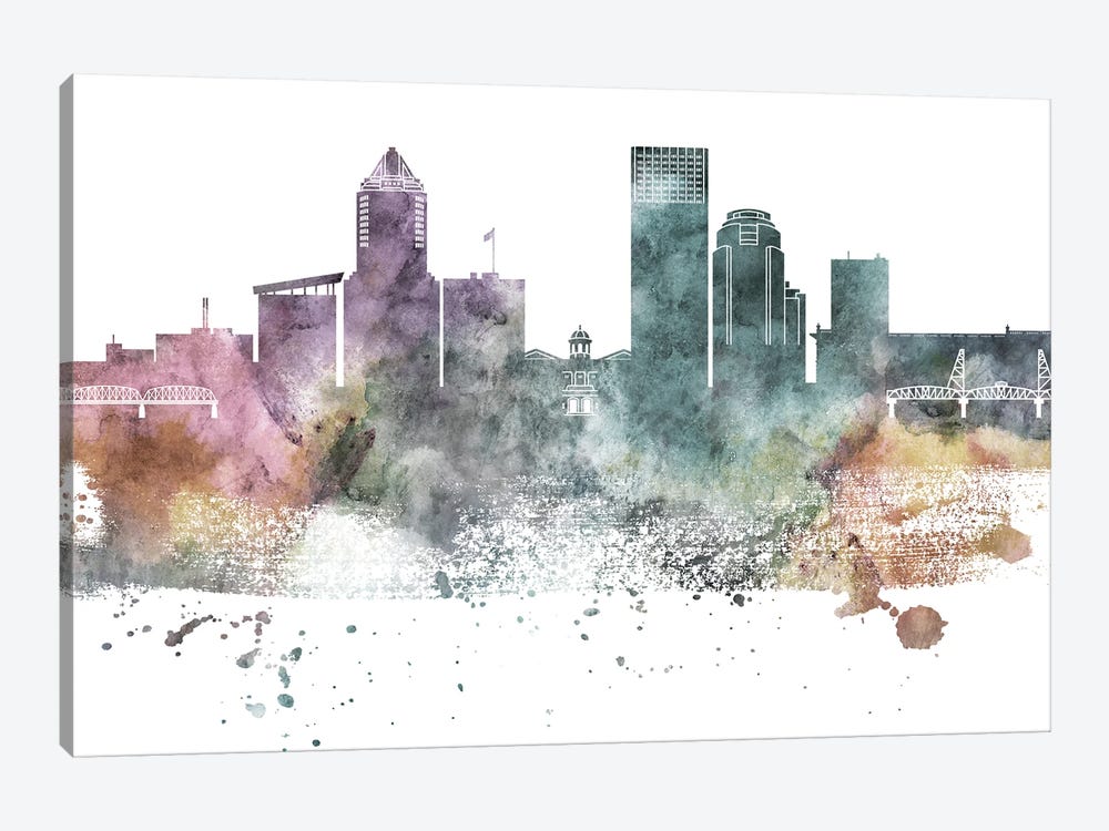 Portland Pastel Skylines by WallDecorAddict 1-piece Canvas Art