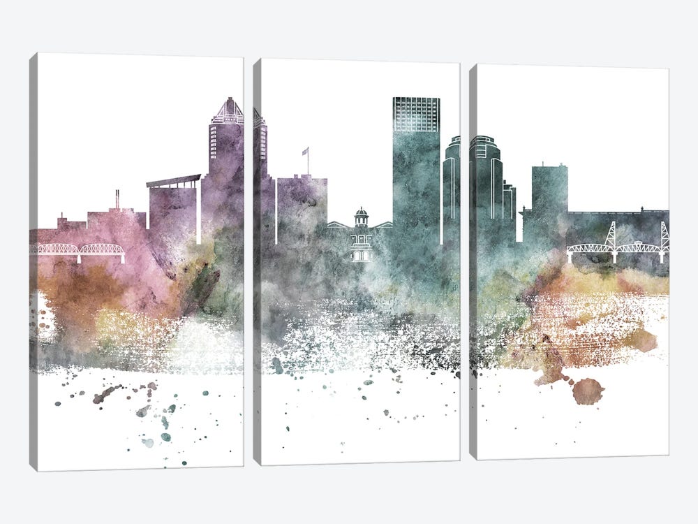 Portland Pastel Skylines by WallDecorAddict 3-piece Canvas Wall Art