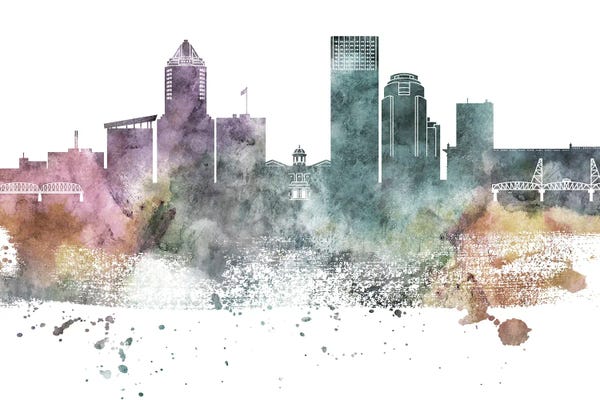 Portland: Portland Pastel Skylines by WallDecorAddict