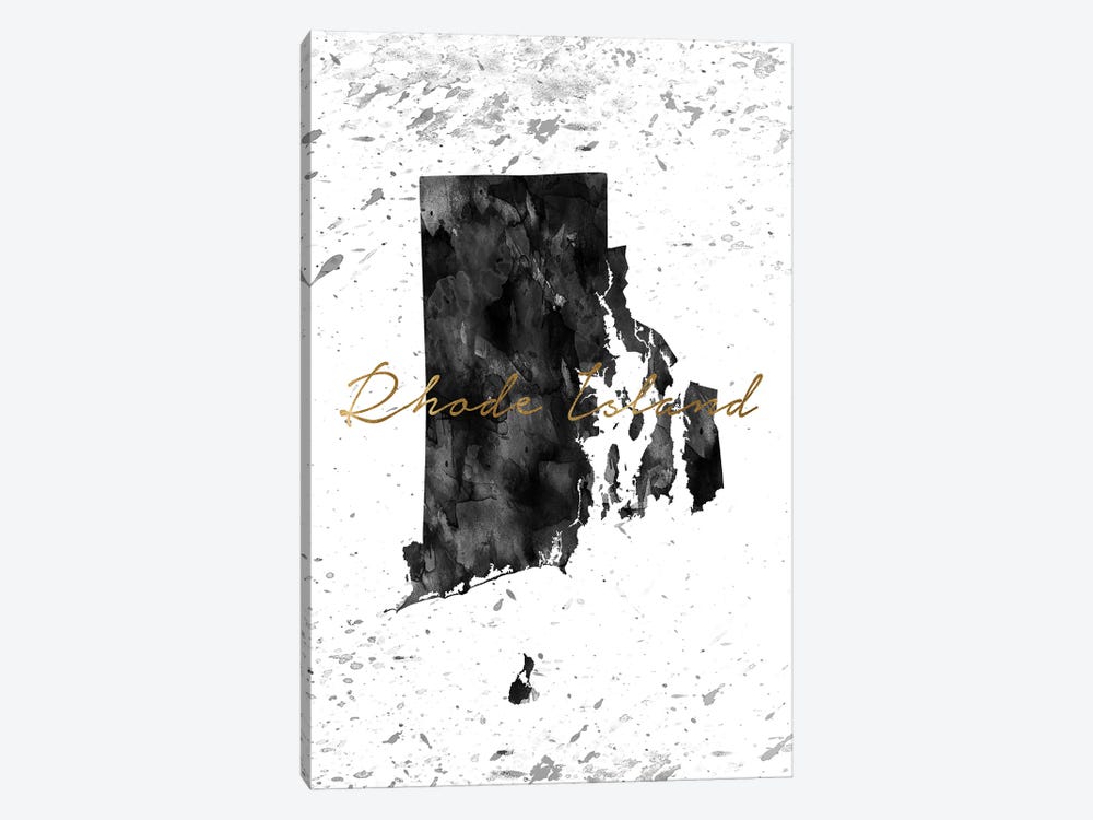 Rhode Island Black And White Gold by WallDecorAddict 1-piece Canvas Art Print