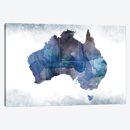 Australia Bluish Map Canvas Print #WDA40} by WallDecorAddict Canvas Print