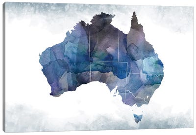 Australia Bluish Map Canvas Art Print - Country Maps