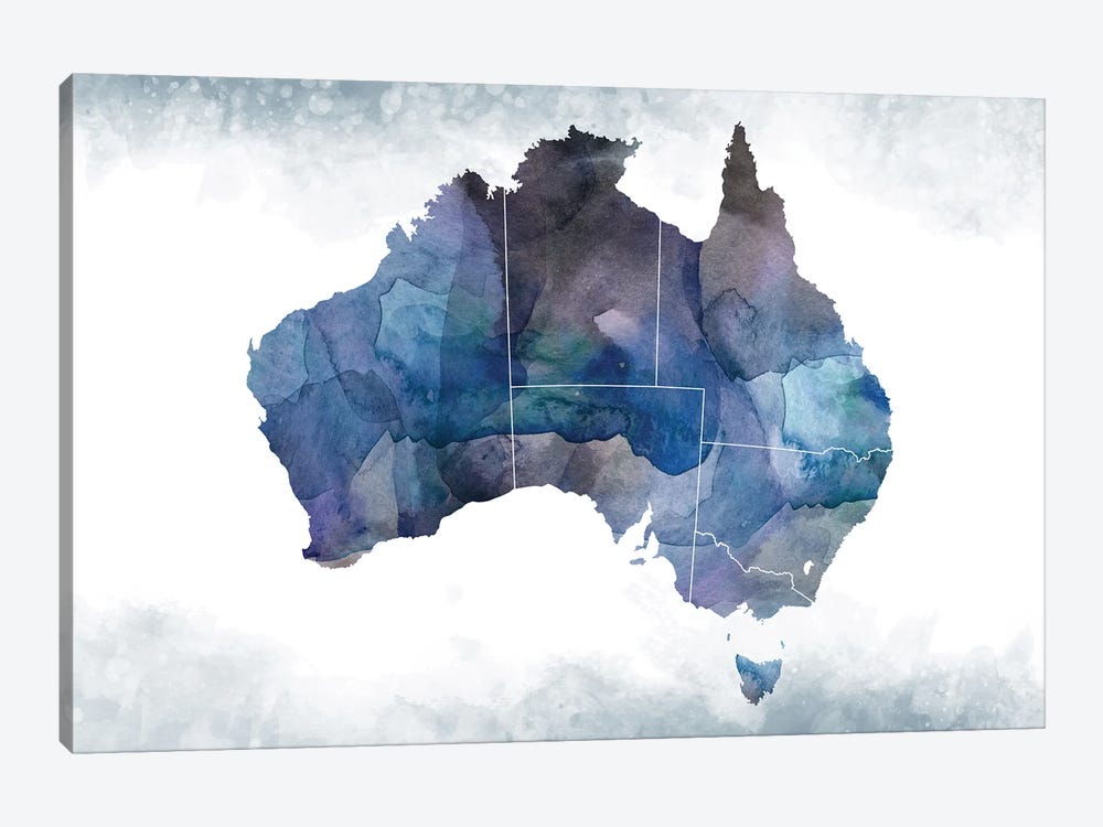 Australia Bluish Map by WallDecorAddict 1-piece Art Print