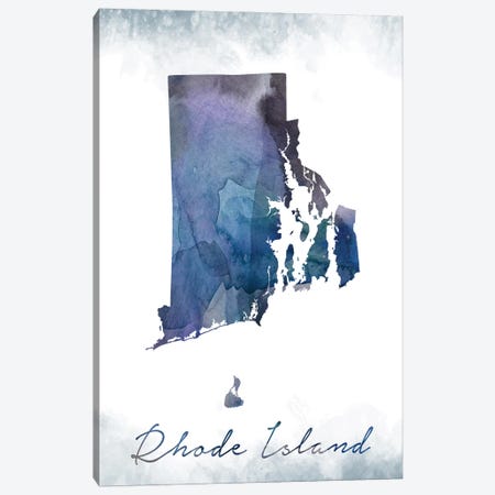 Rhode Island State Bluish Canvas Print #WDA410} by WallDecorAddict Canvas Wall Art