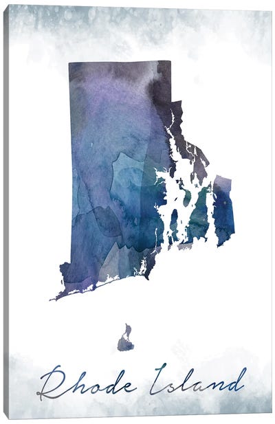 Rhode Island State Bluish Canvas Art Print - State Maps
