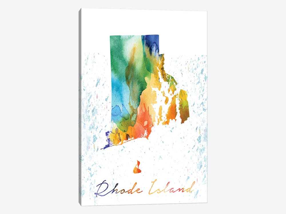 Rhode Island State Colorful by WallDecorAddict 1-piece Canvas Art