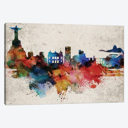 Rio Abstract Canvas Print #WDA413} by WallDecorAddict Canvas Art