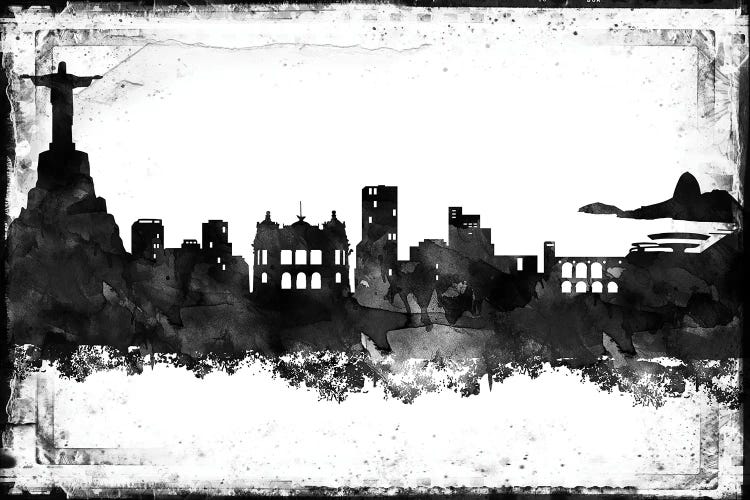 Rio Black And White Framed Skylines