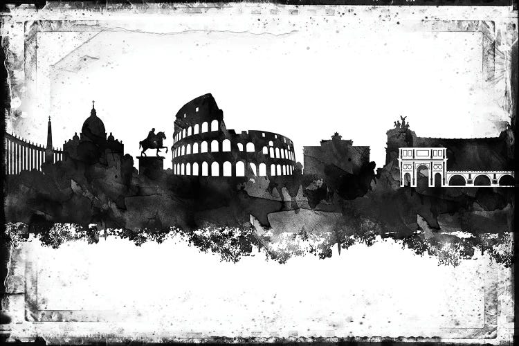 Rome Black And White Framed Skylines