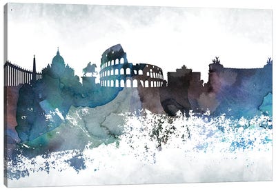 Rome Bluish Skylines Canvas Art Print - WallDecorAddict