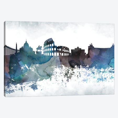 Rome Bluish Skylines Canvas Print #WDA419} by WallDecorAddict Canvas Artwork