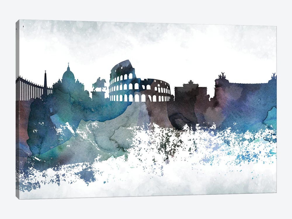 Rome Bluish Skylines by WallDecorAddict 1-piece Canvas Wall Art