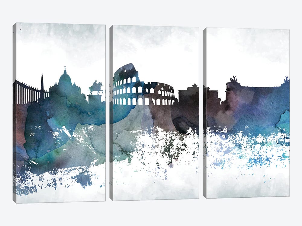 Rome Bluish Skylines by WallDecorAddict 3-piece Canvas Art