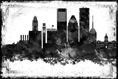 Baltimore Black And White Framed Skylines by WallDecorAddict framed wall art