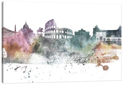 Rome Pastel Skylines Canvas Art Print - Ancient Ruins Art