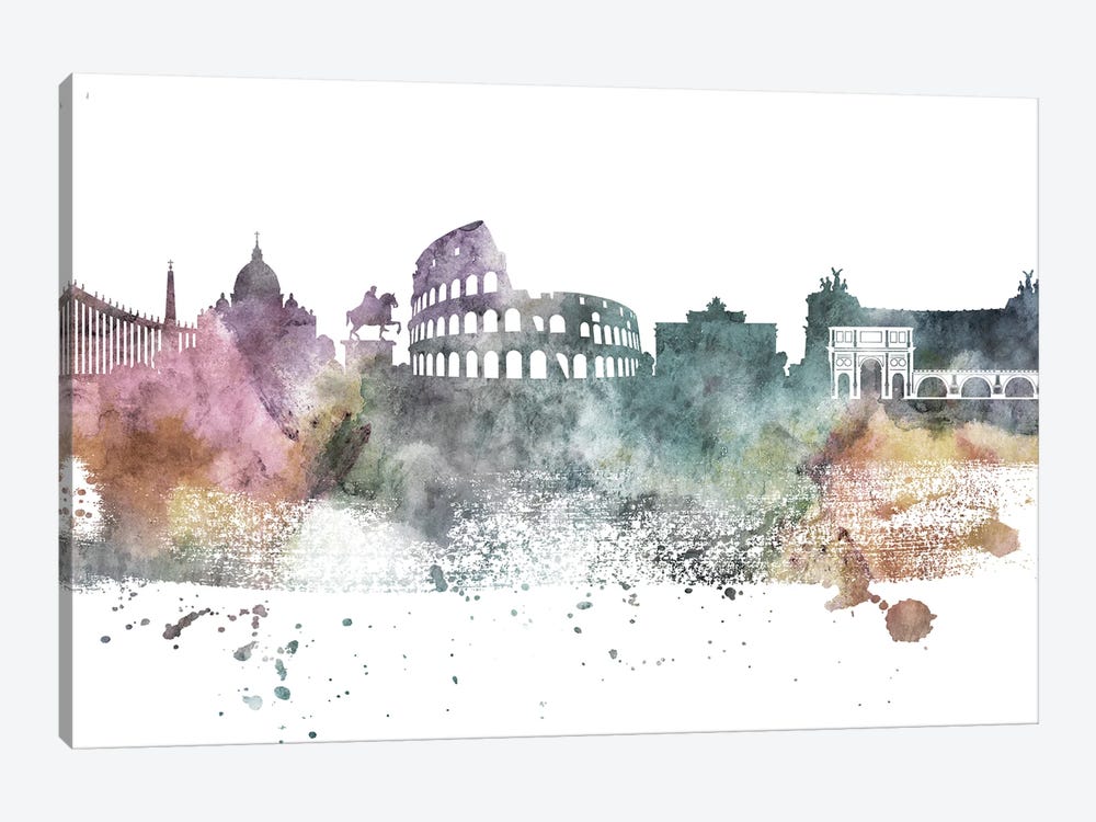 Rome Pastel Skylines by WallDecorAddict 1-piece Canvas Art