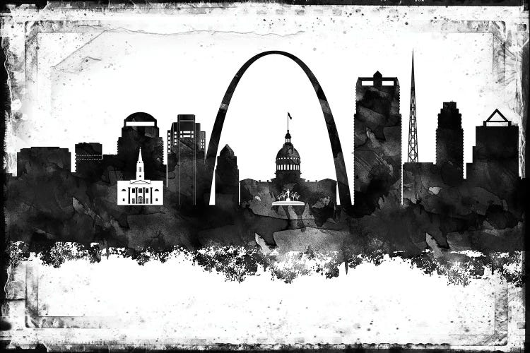 Saint Louis Black And White Framed Skylines