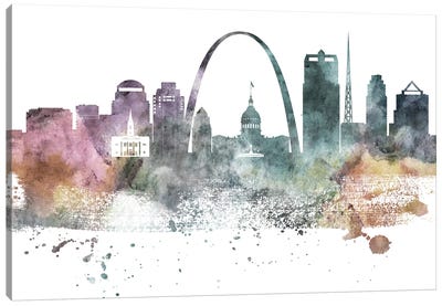 Saint Louis Pastel Skylines Canvas Art Print - St. Louis Art