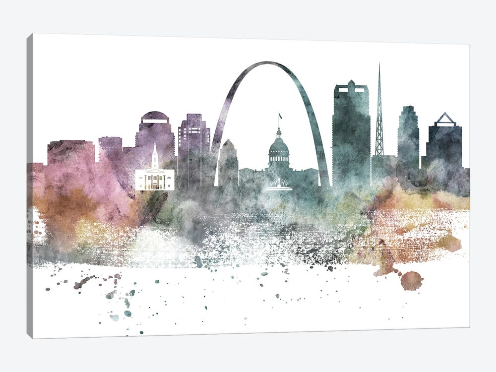 Saint Louis Pastel Skylines by WallDecorAddict 1-piece Canvas Print