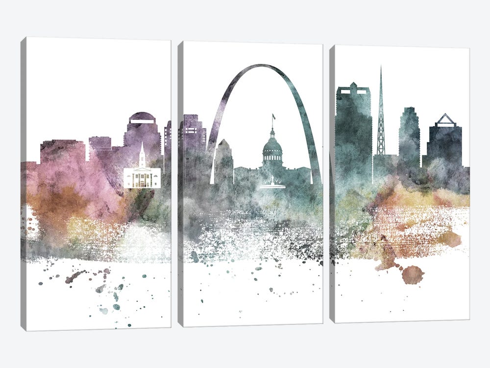 Saint Louis Pastel Skylines by WallDecorAddict 3-piece Art Print