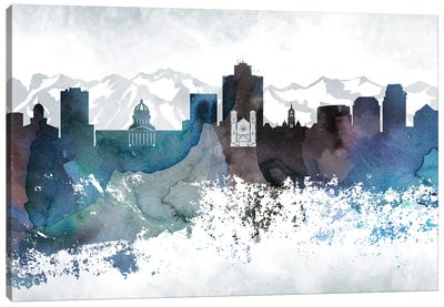 Salt Lake City Bluish Skylines Canvas Art Print - WallDecorAddict
