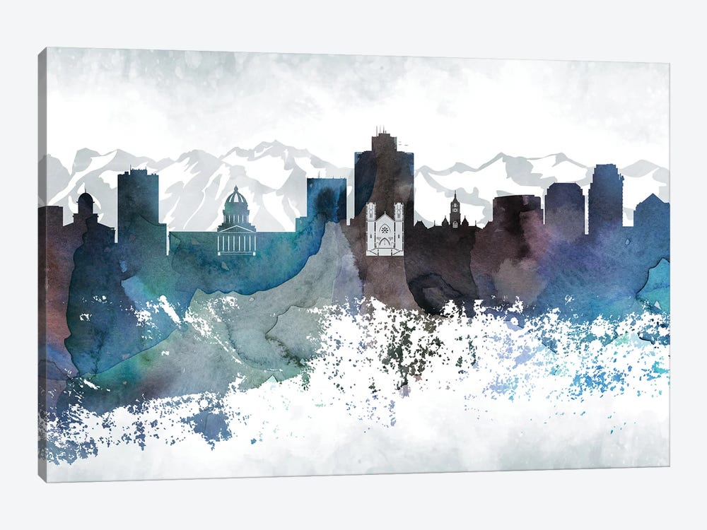 Salt Lake City Bluish Skylines by WallDecorAddict 1-piece Canvas Art Print