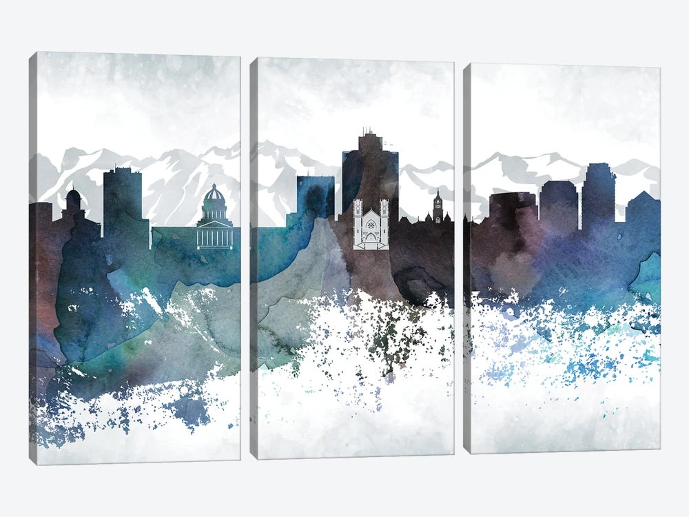 Salt Lake City Bluish Skylines by WallDecorAddict 3-piece Art Print