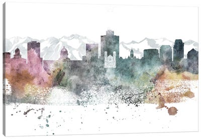 Salt Lake City Pastel Skylines Canvas Art Print - WallDecorAddict