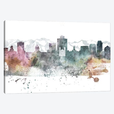 Salt Lake City Pastel Skylines Canvas Print #WDA428} by WallDecorAddict Canvas Art Print