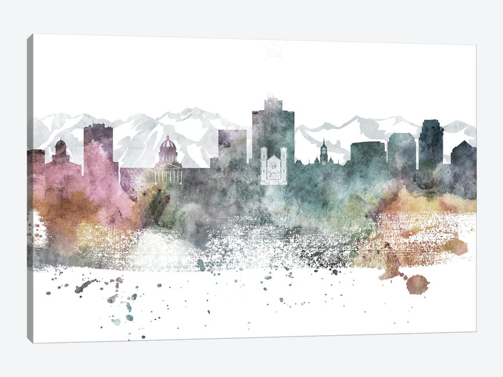 Salt Lake City Pastel Skylines by WallDecorAddict 1-piece Canvas Artwork