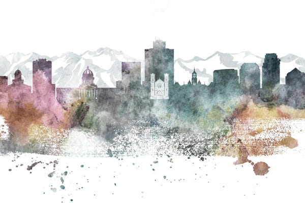 Salt Lake City: Salt Lake City Pastel Skylines by WallDecorAddict