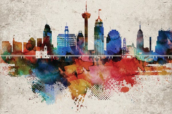 Skylines: San Antonio Abstract by WallDecorAddict