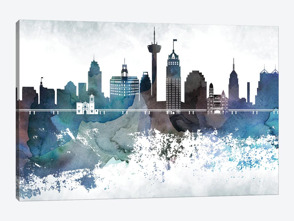 San Antonio Bluish Skylines by WallDecorAddict 1-piece Canvas Wall Art