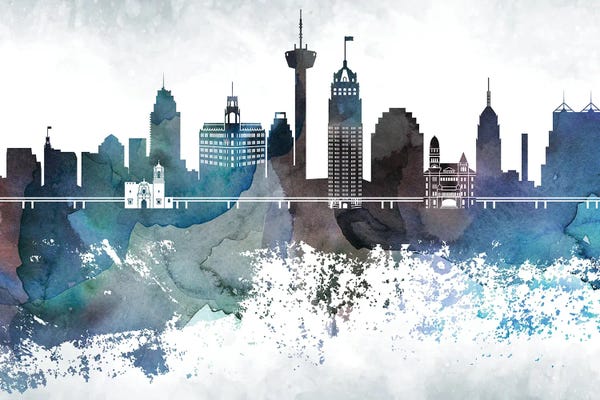 San Antonio: San Antonio Bluish Skylines by WallDecorAddict
