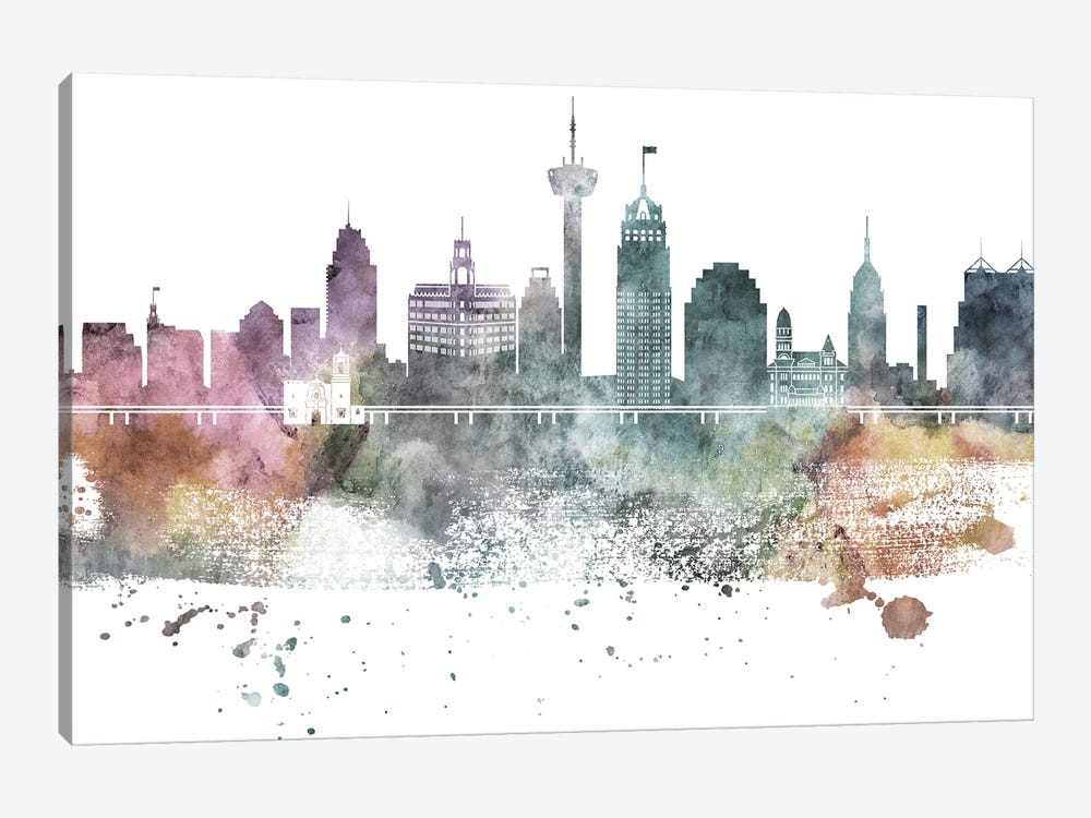 San Antonio Pastel Skylines by WallDecorAddict 1-piece Canvas Print