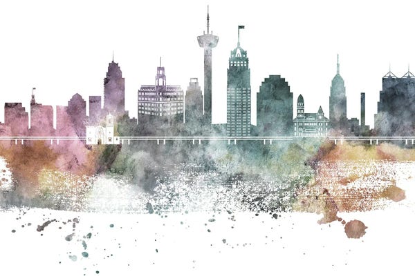 San Antonio: San Antonio Pastel Skylines by WallDecorAddict